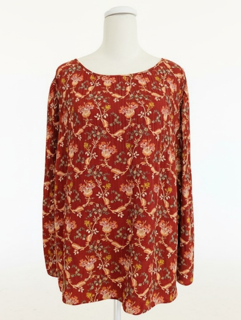 Max Studio Rust Floral Scoop Neck Tunic
